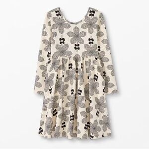 Hanna Andersson Super Twirl Celebration Dress Floral Ecru Black Size 12 Pockets